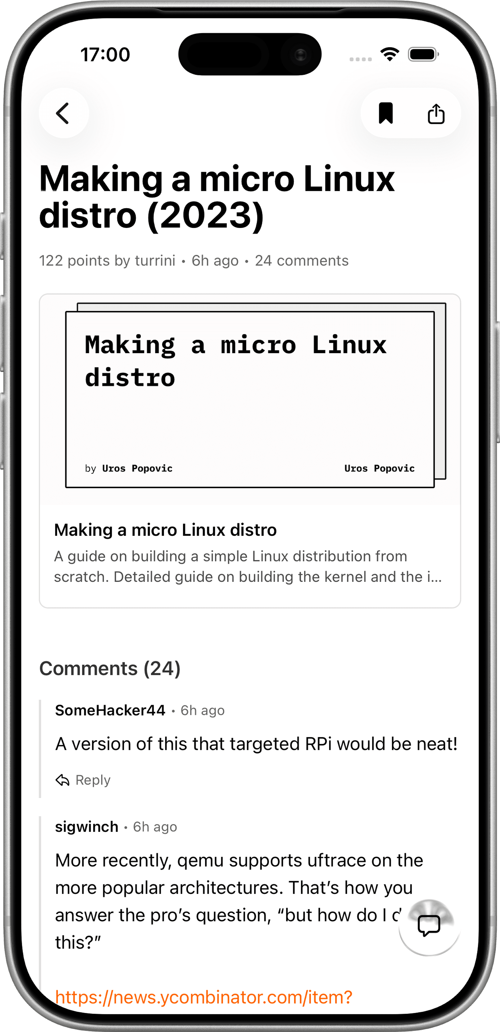 Threaded discussions in Hacker Reader