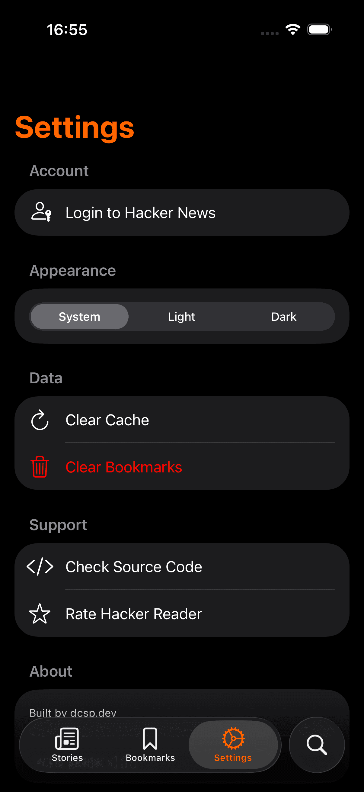 Settings and authentication